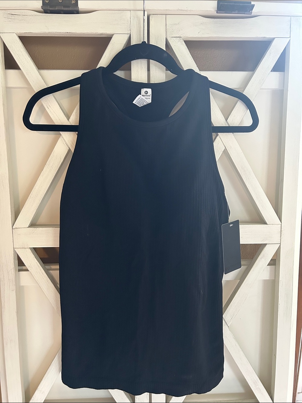90 Degree by Refles Black Ribbed High-Neck Tank XL